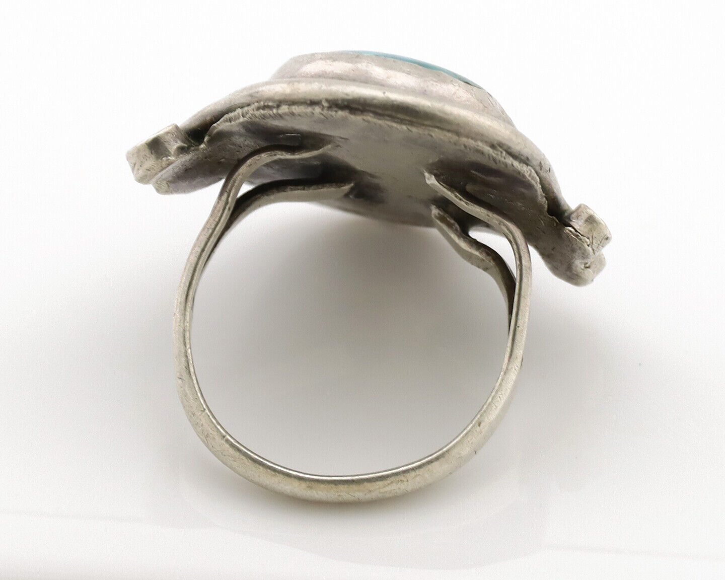 Navajo Ring .925 Silver Blue Gem Turquoise Native American Artist C.1980's