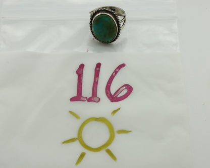 Navajo Ring 925 Silver Turq Mtn Turquoise Native American Artist C.80's