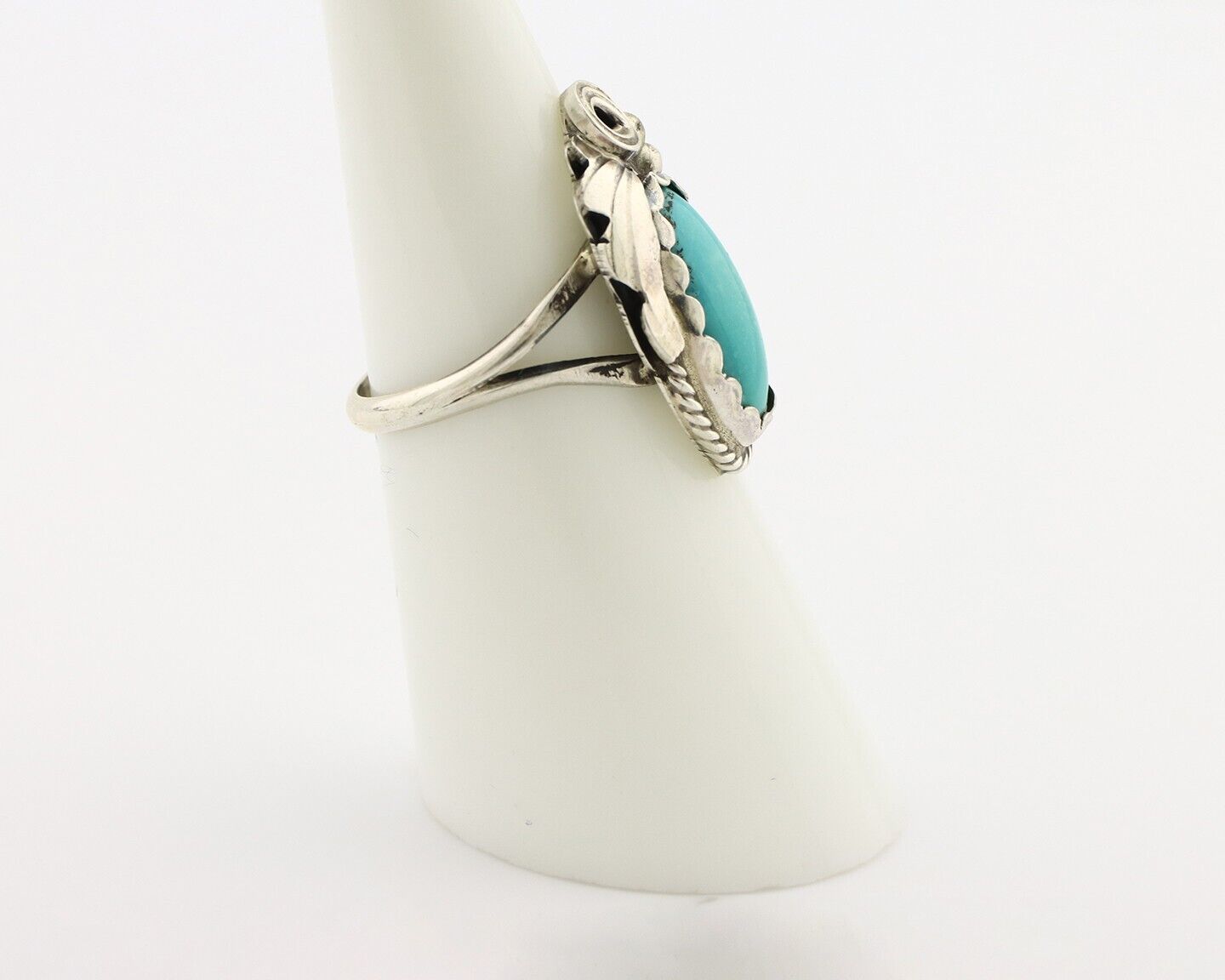 Navajo Inlaid Ring 925 Silver Blue Turquoise Artist Signed Justin Morris C.80s