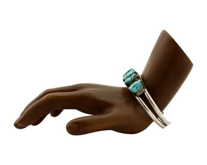Navajo Bracelet 925 Silver Spiderweb Turquoise Artist Signed E SANDAVOL C80s