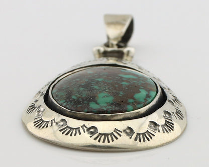 Navajo Pendant 925 Silver Spiderweb Turquoise Artist Signed C Montoya C.80's