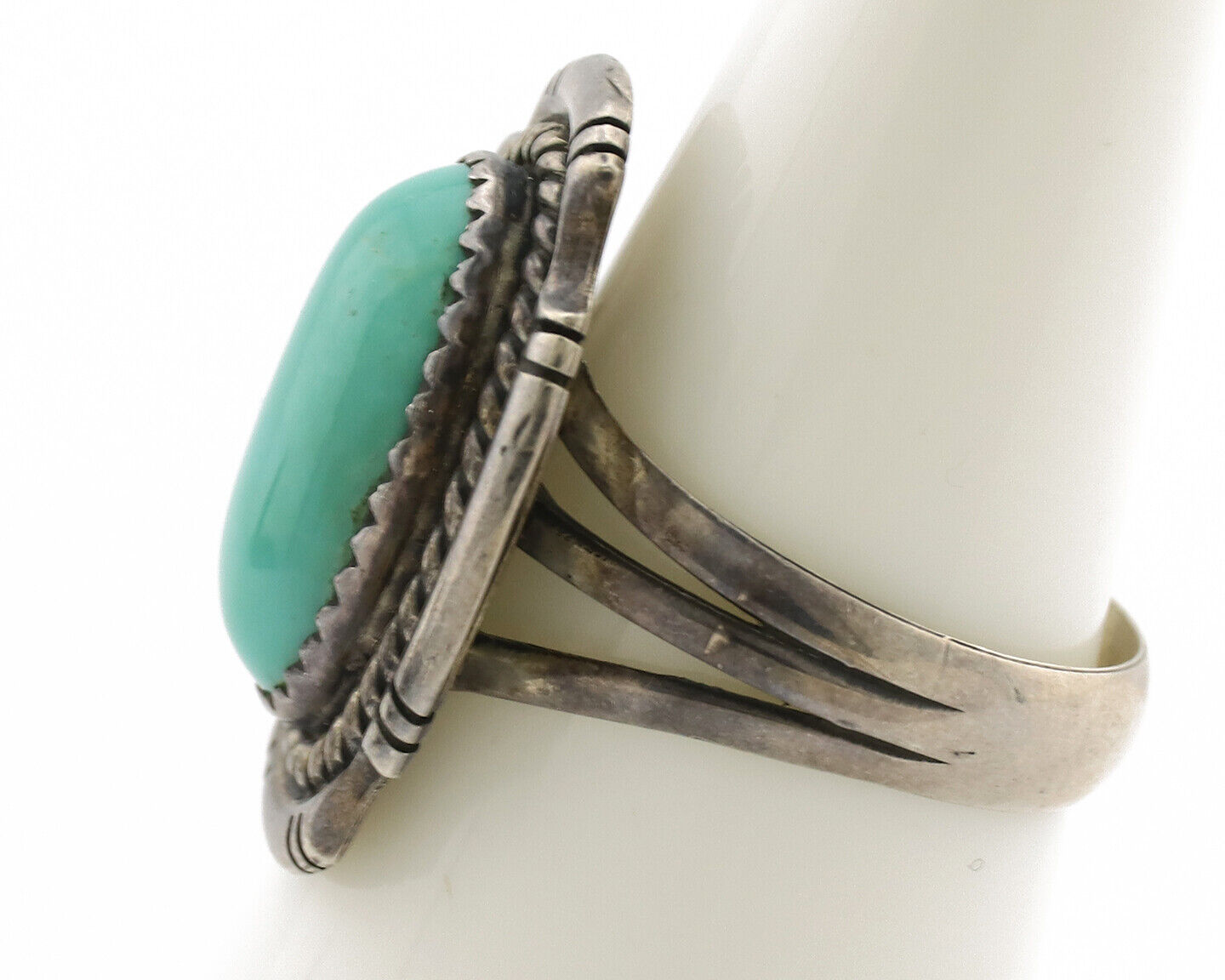 Navajo Ring .925 Silver Sleeping Beauty Turquoise Native Artist C.1980s