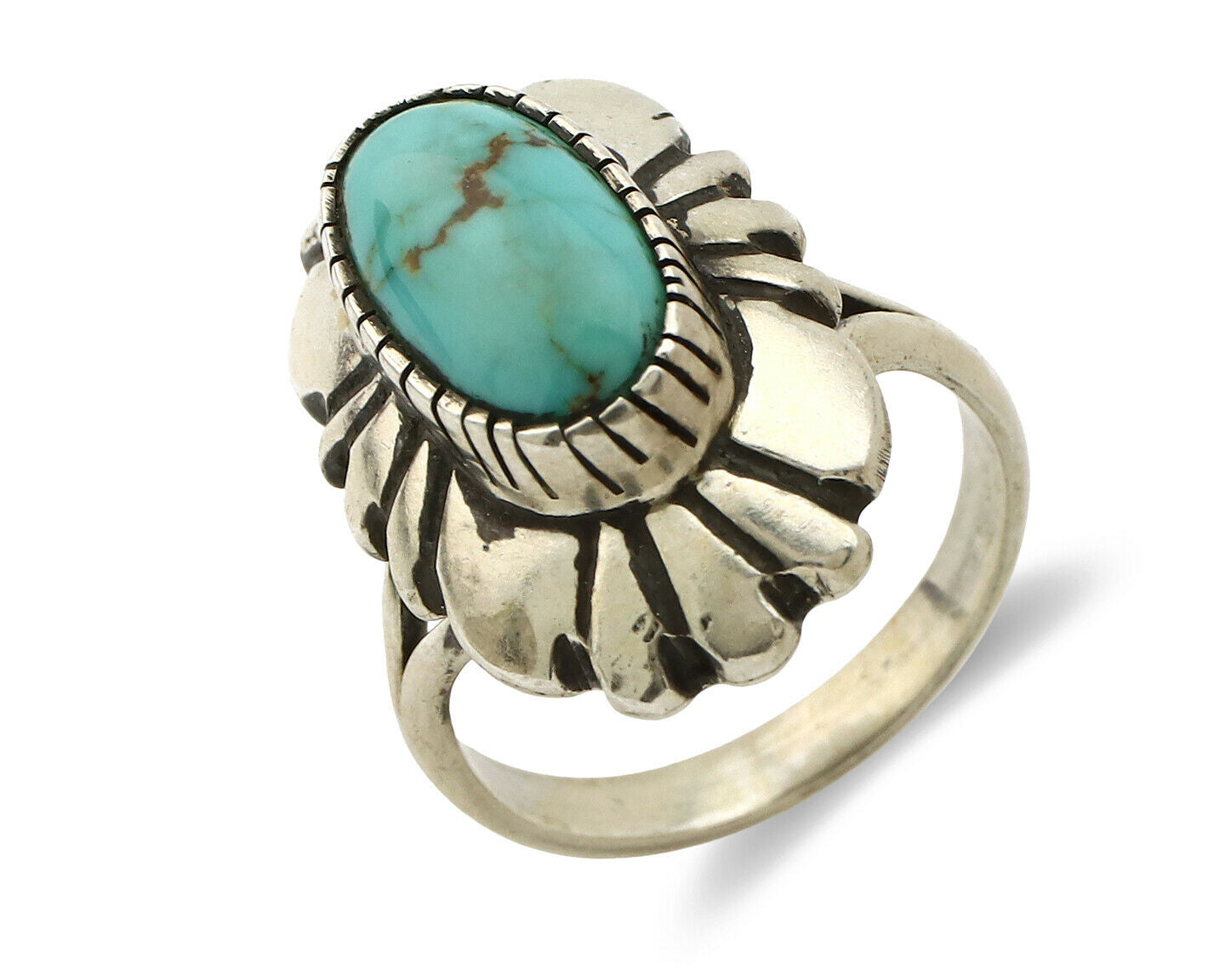 Navajo Ring .925 Silver Arizona Turquoise Signed M Montoya C.80's