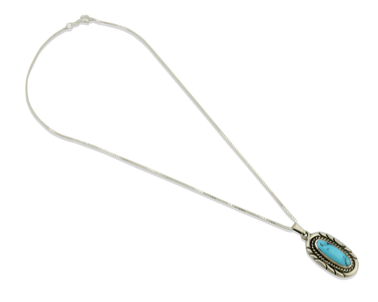 Navajo Necklace 925 Silver Sleeping Beauty Turquoise Signed M Montoya C.80's