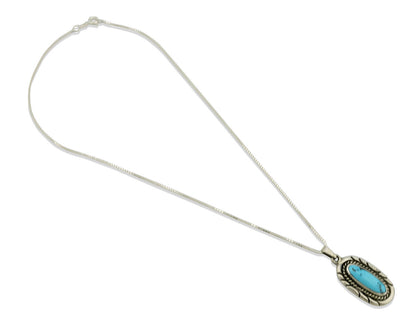 Navajo Necklace 925 Silver Sleeping Beauty Turquoise Signed M Montoya C.80's