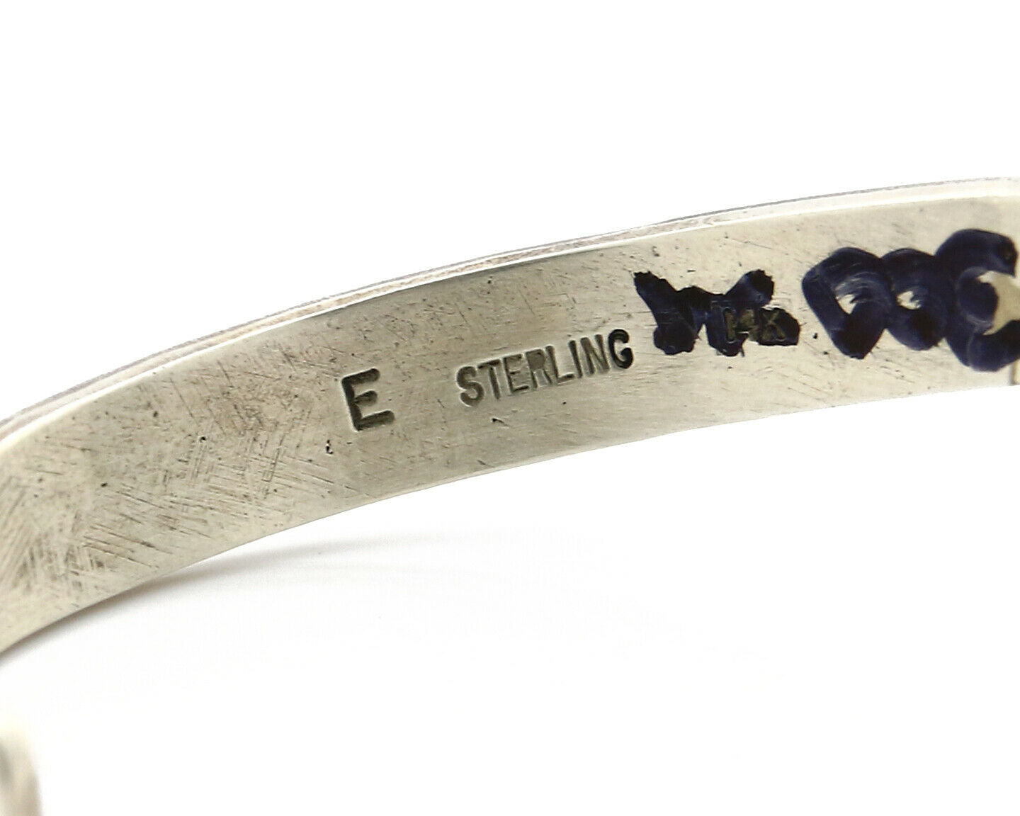 Navajo Bracelet SOLID .925 Silver & 12k Gold Filled Signed E Cuff C.80's