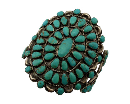 Navajo Link Bracelet .925 Silver Natural Blue Turquoise Artist Robert Gene C80s