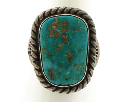 Navajo Handmade Ring 925 Silver Fox Turquoise Signed Native Artist C.80's