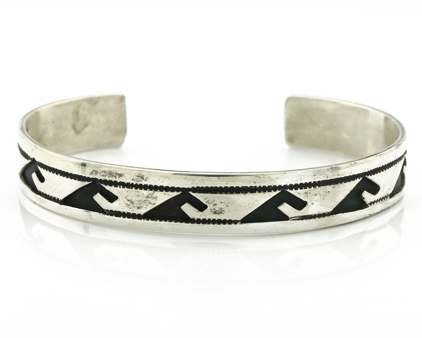 Navajo Bracelet .925 Silver Handmade Overlay Style Signed Tommy Billy Cuff C80s