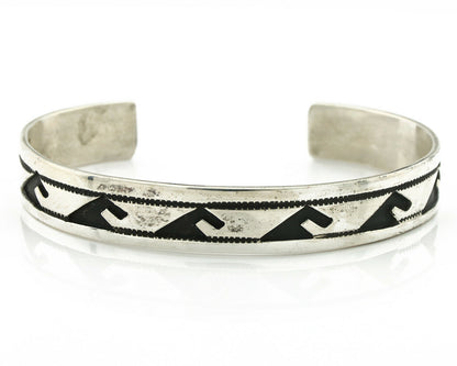 Navajo Bracelet .925 Silver Handmade Overlay Style Signed Tommy Billy Cuff C80s
