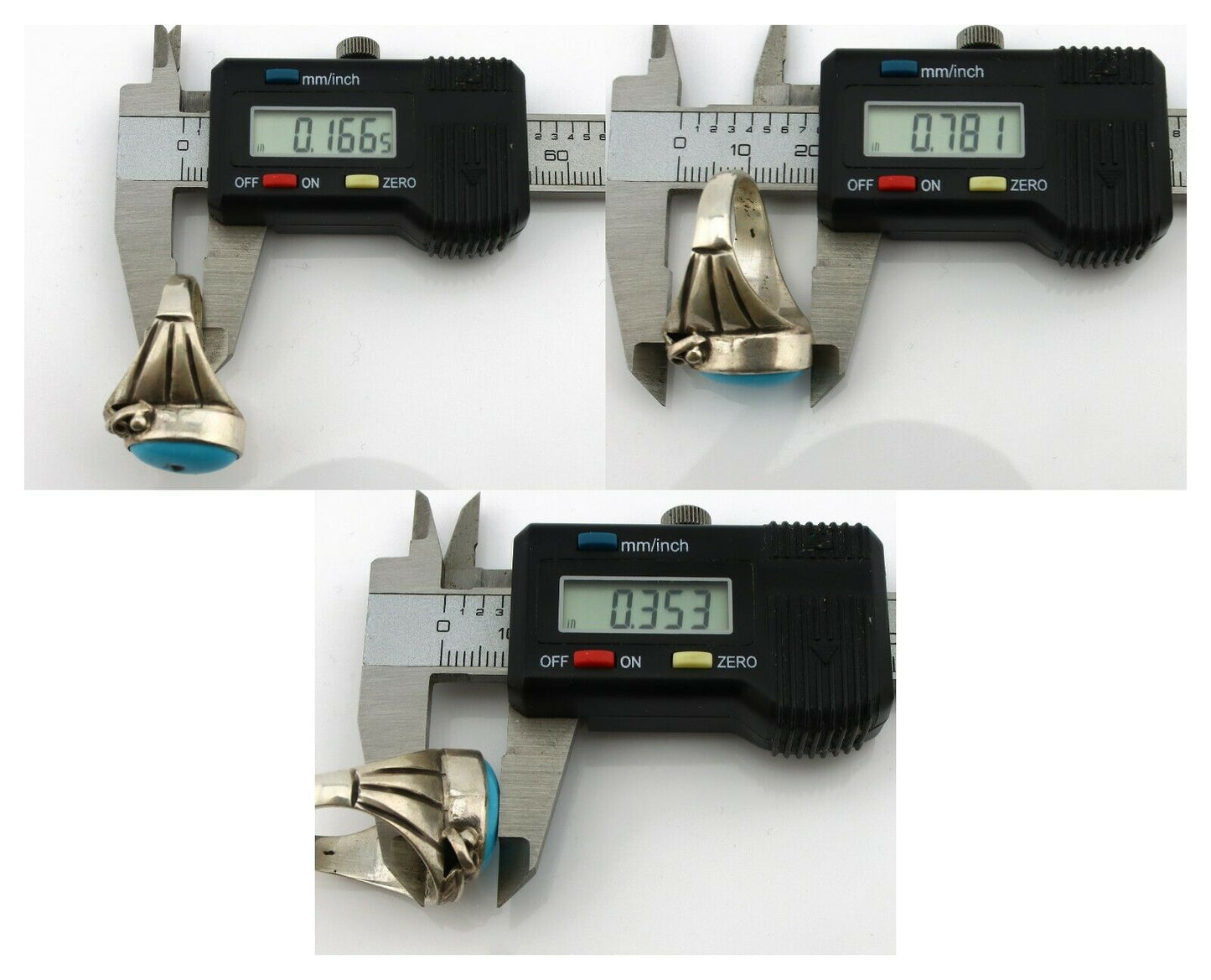 Navajo Ring .925 Silver Blue Turquoise Artist Signed Apache Manufacturing C.80's