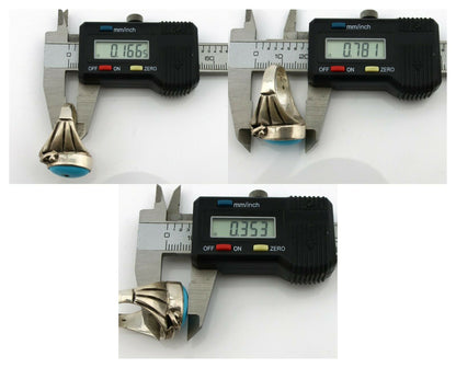 Navajo Ring .925 Silver Blue Turquoise Artist Signed Apache Manufacturing C.80's