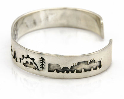 Navajo Bracelet .925 Silver Hand Stamped Artist Native American C.80's