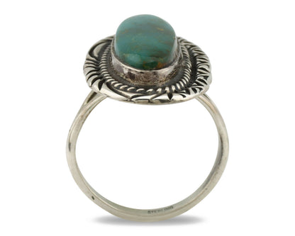 Navajo Ring .925 Silver Blue Gem Turquoise Native American Artist C.80's