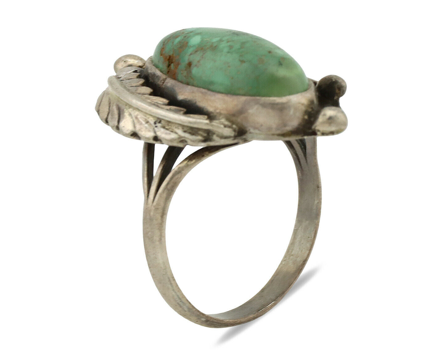 Navajo Ring .925 Silver Manassas Turquoise Signed Native Artist C.80's