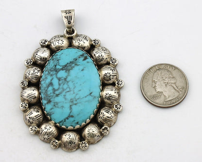 Navajo Necklace 925 Silver Blue Turquoise Artist Signed M & Cat C.80's