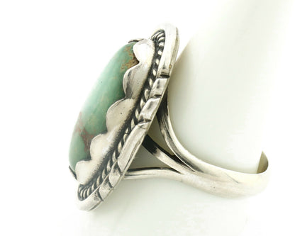 Navajo Ring .925 Silver Natural Green Turquoise Signed Apache C.80's