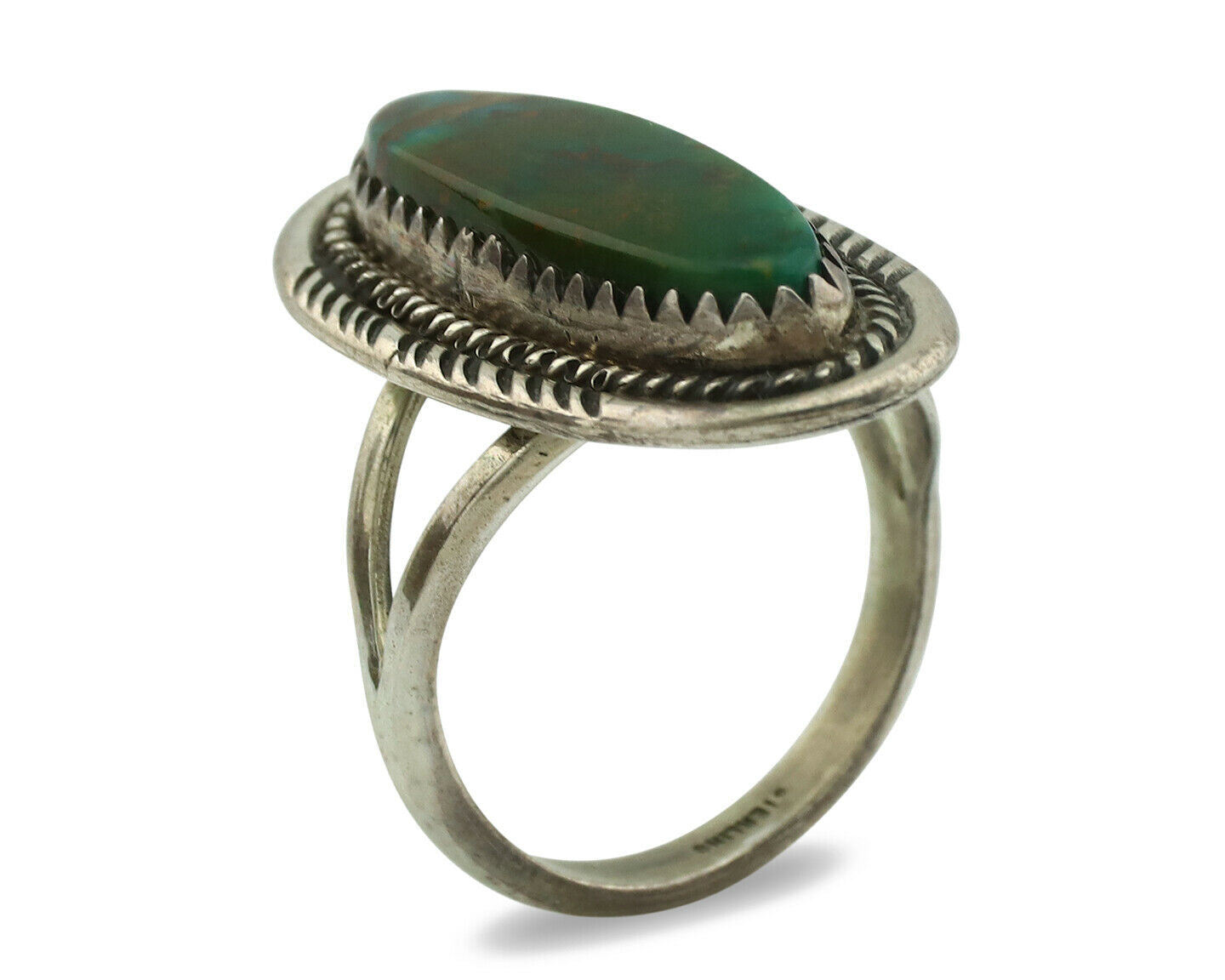 Navajo Ring .925 Silver Nevada Turquoise Signed M Begay C.1980's