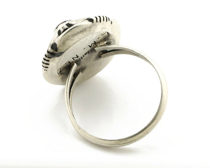 Navajo Ring .925 Silver Spiderweb Turquoise Artist Signed L. M. Nez C80s