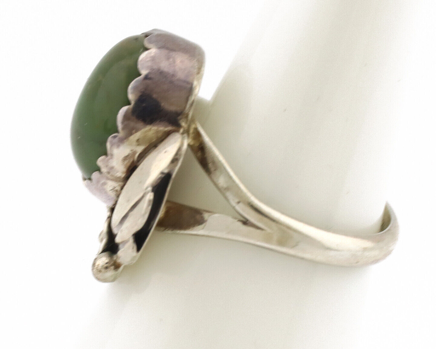 Navajo Ring .925 Silver Green Turquoise Native American Artist C.1980's