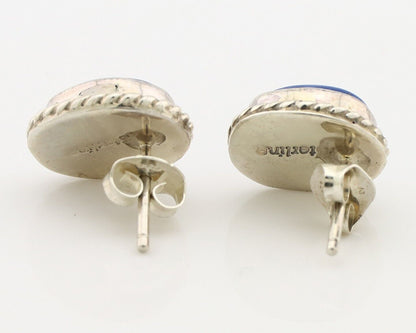 Navajo Earrings 925 Silver Natural Mined Lapis Native American Artist C80s