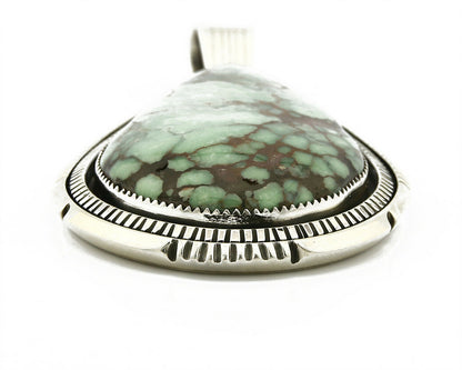 C. 1990 Rare Large Variscite Navajo Signed Begay .925 Silver Stamped Pendant