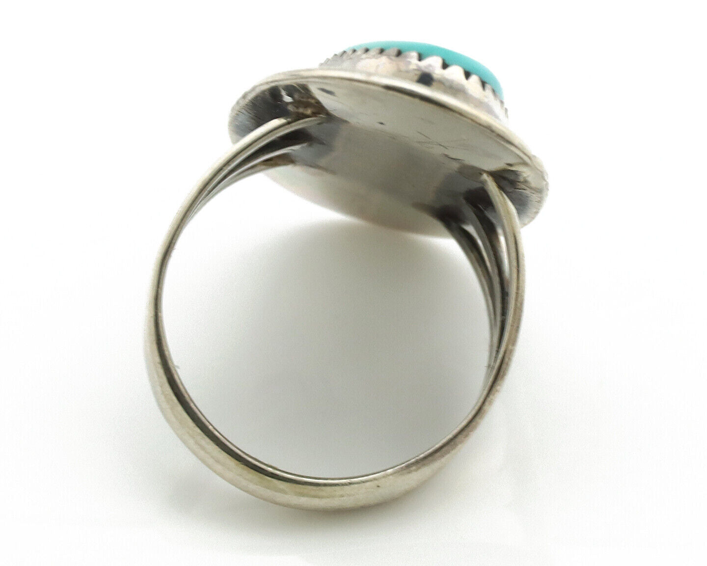 Navajo Ring 925 Silver Natural Blue Turquoise Artist Native C.80's
