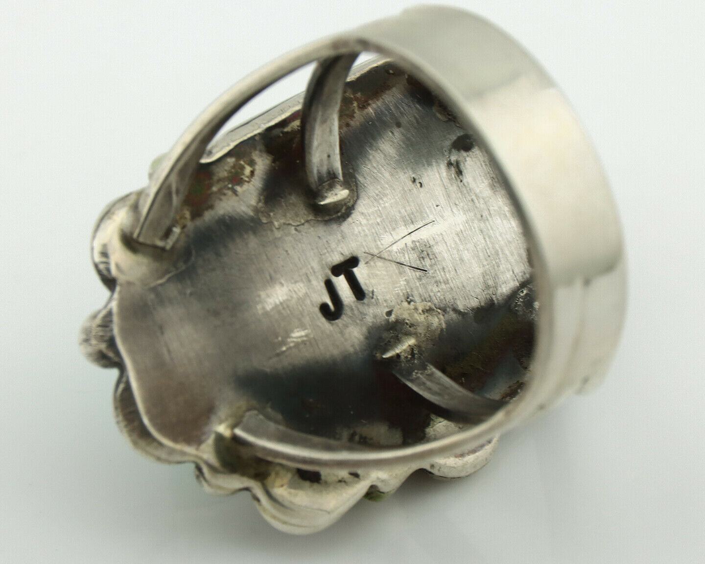 Navajo Ring .925 Silver Natural Bisbee Turquoise Artist Signed JT C.80's