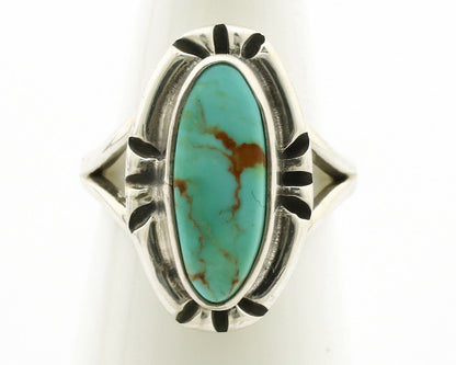 Navajo Ring .925 Silver Natural Mined Turquoise Artist Signed Gecko C.80's
