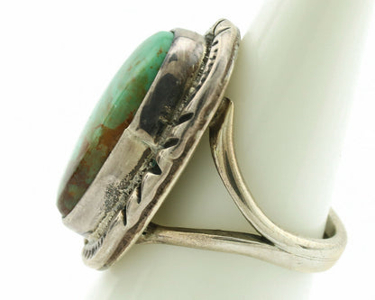 Navajo Ring .925 Silver Kingman Turquoise Artist Signed Gecko C.1980's