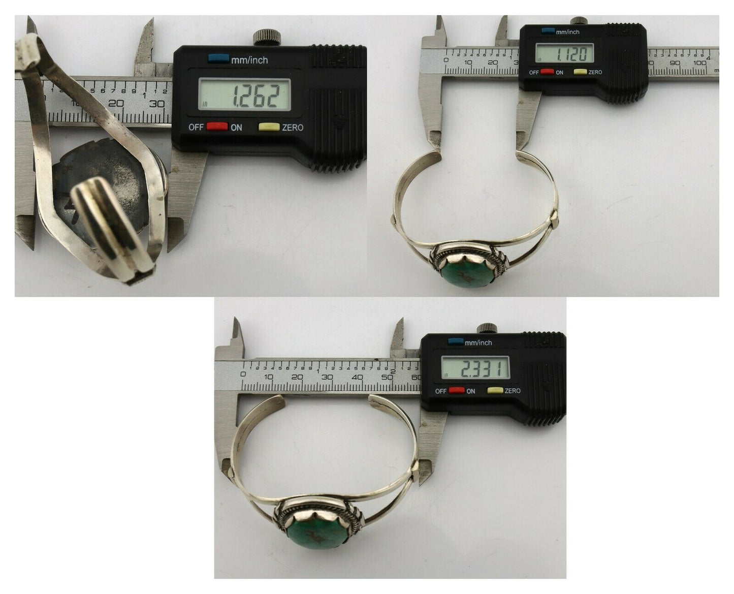 Navajo Bracelet .925 Silver Royston Turquoise Signed Apache Manufacturing C.80's