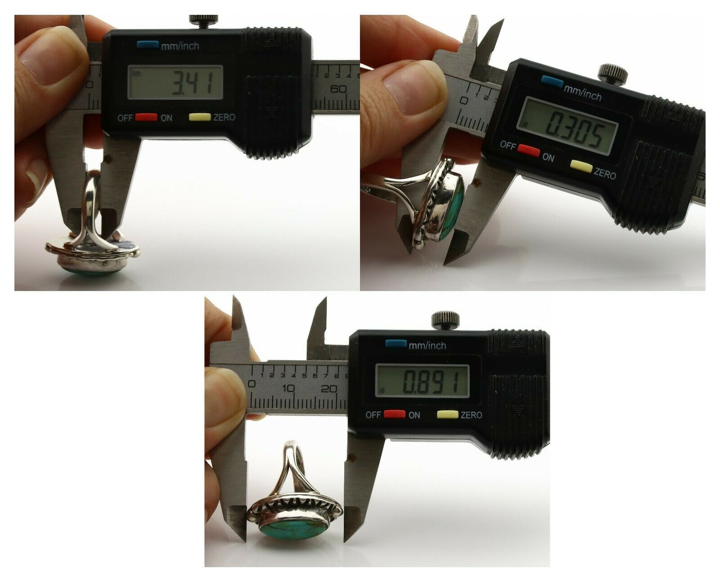 Navajo Ring .925 Silver Natural Mined Turquoise Artist Signed Gecko C.80's
