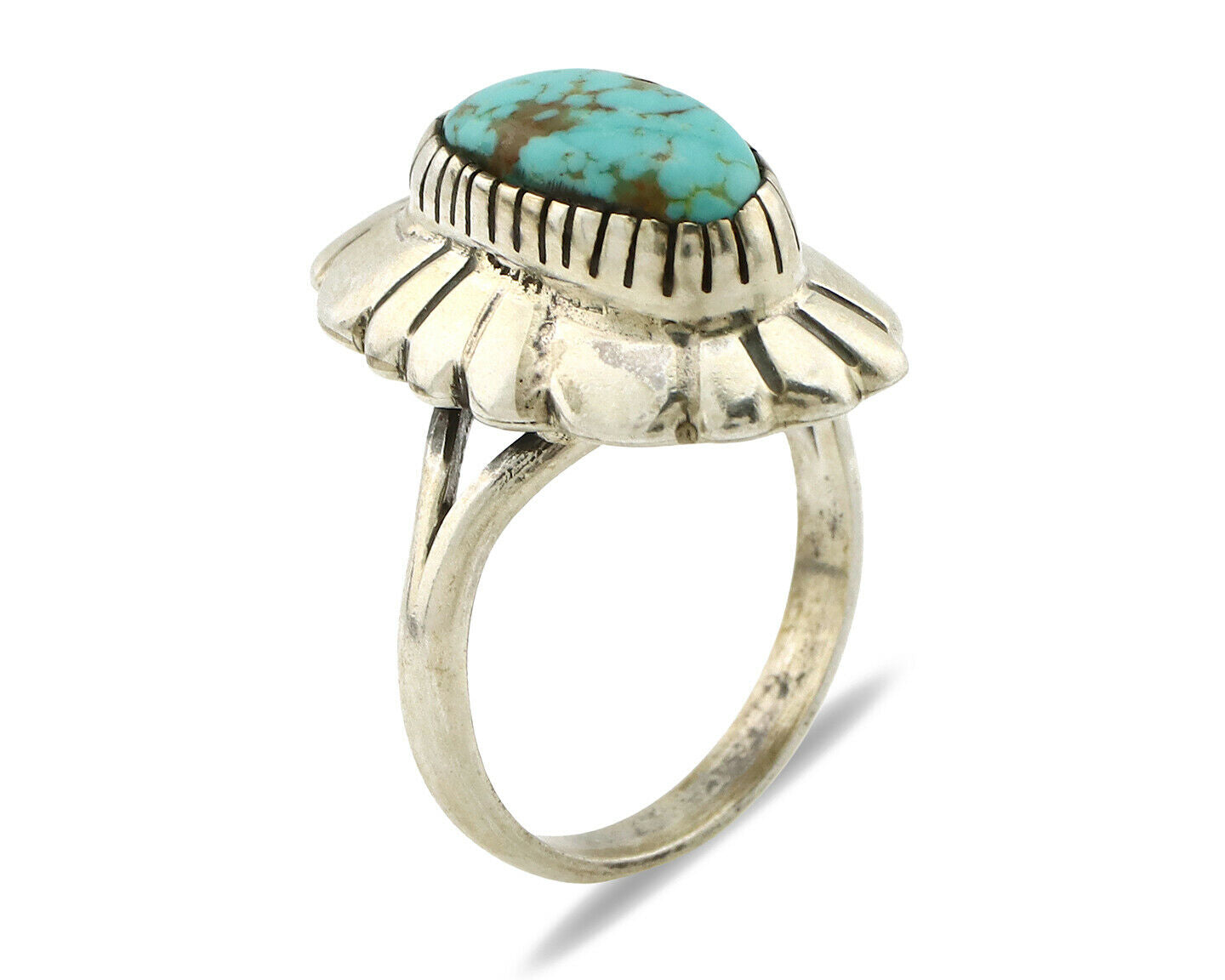 Navajo Ring .925 Silver Arizona Turquoise Signed M Montoya C.80's