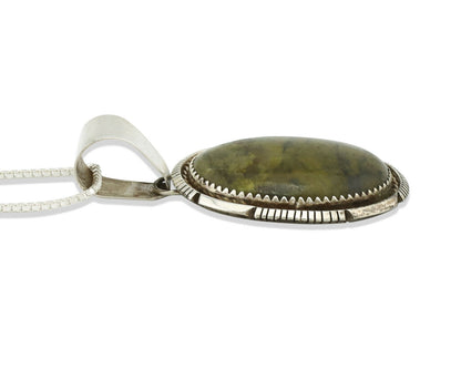 Navajo Pendant .925 Silver Green Agate Turquoise Artist Signed BB C.80's