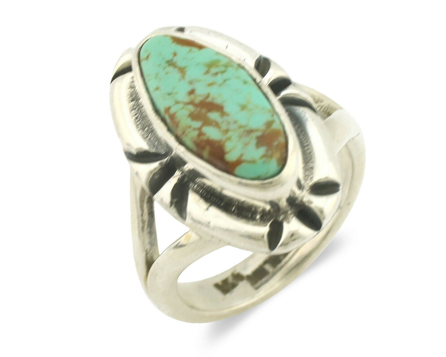 Navajo Ring .925 Silver Natural Mined Turquoise Artist Signed Gecko C.80's