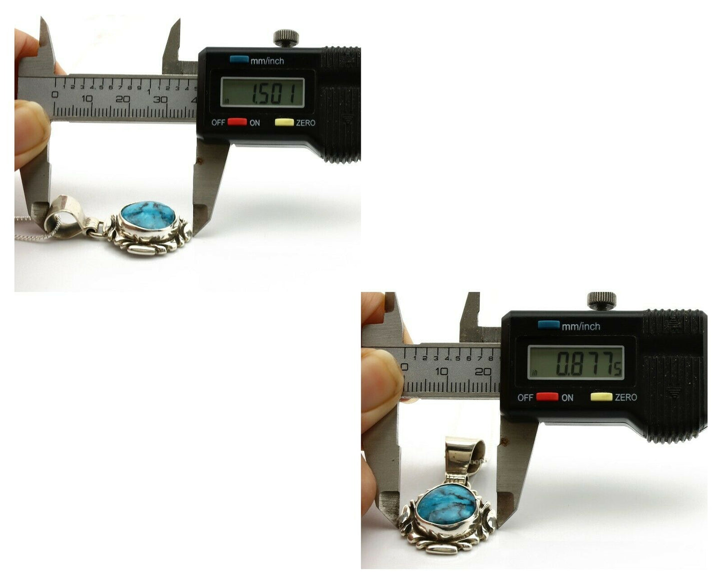 Navajo Necklace .925 Silver Blue Turquoise Artist Signed Sun C.1980's