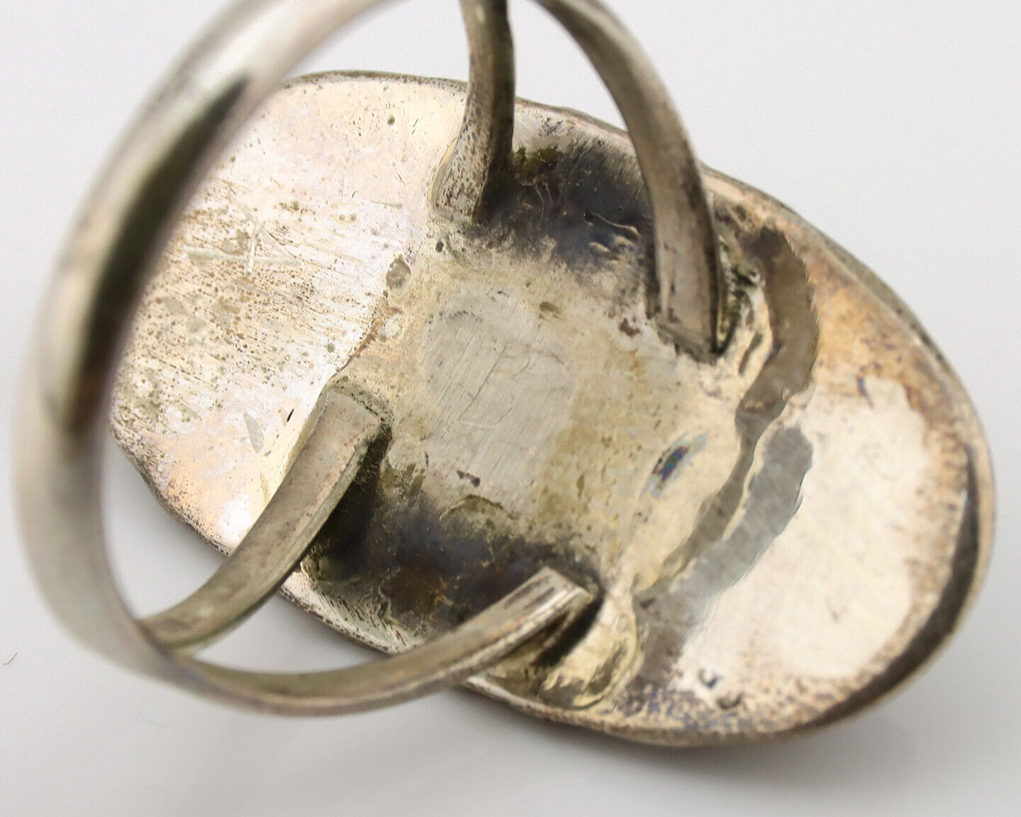 Navajo Ring .925 Silver Nevada Turquoise Native American Artist C.1980's