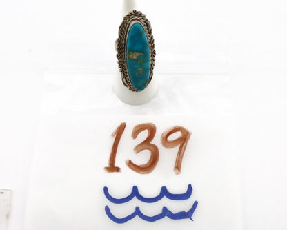 Navajo Ring 925 Silver Spiderweb Blue Turquoise Artist Signed Billy Eagle C.80s