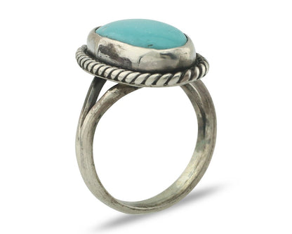Navajo Ring .925 Silver Natural Blue Turquoise Native American Artist C.80's