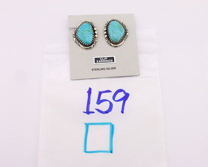 Navajo Earrings 925 Silver Natural Blue Turquoise Native American Artist C.90's
