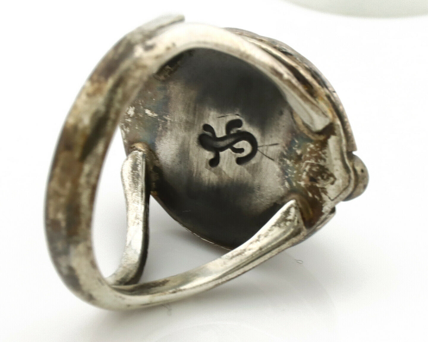 Navajo Ring .925 Silver Blue Turquoise Artist Signed Gecko C.1980's