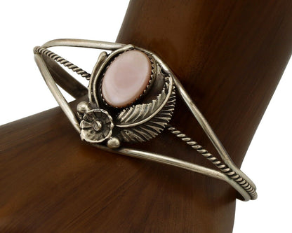 Women's Navajo Bracelet 925 Silver Natural Pink Mussel Native American C.80's