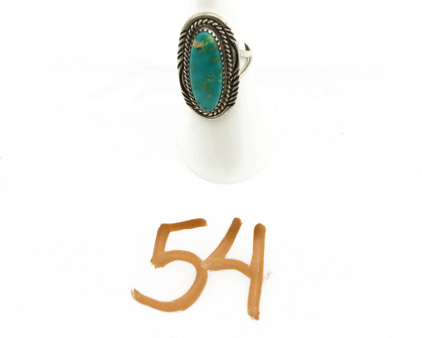 Navajo Ring .925 Silver Nevada Turquoise Native American Artist C.1980's