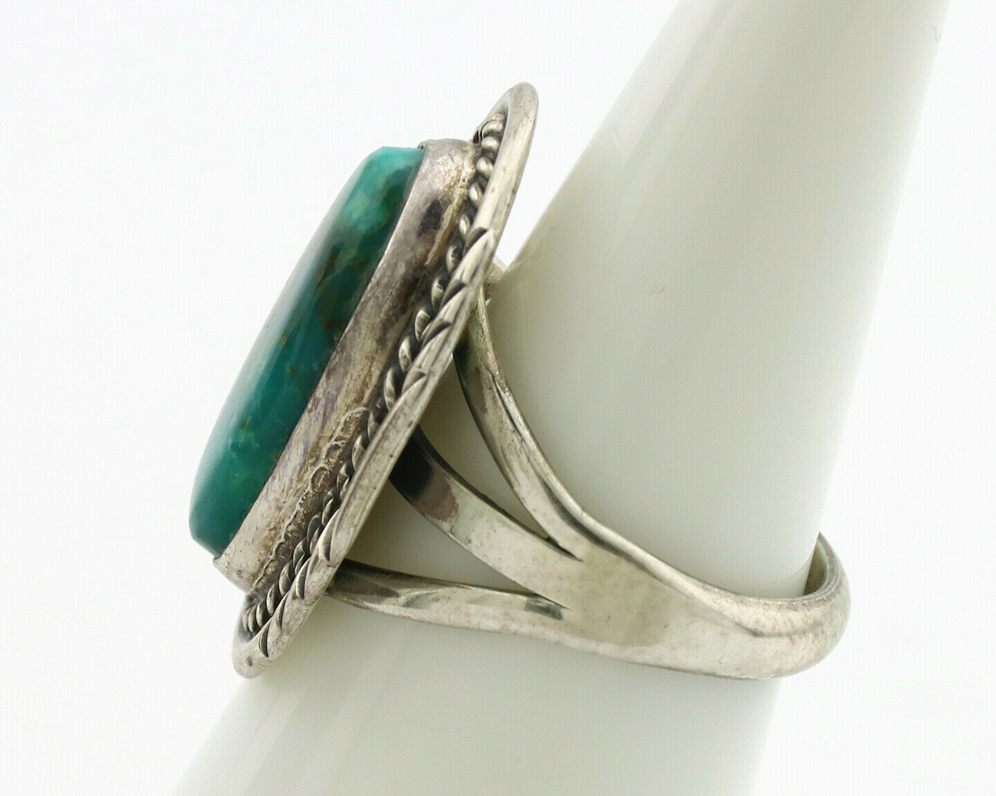 Navajo Ring .925 Silver Kingman Turquoise Signed M Begay C.1980's