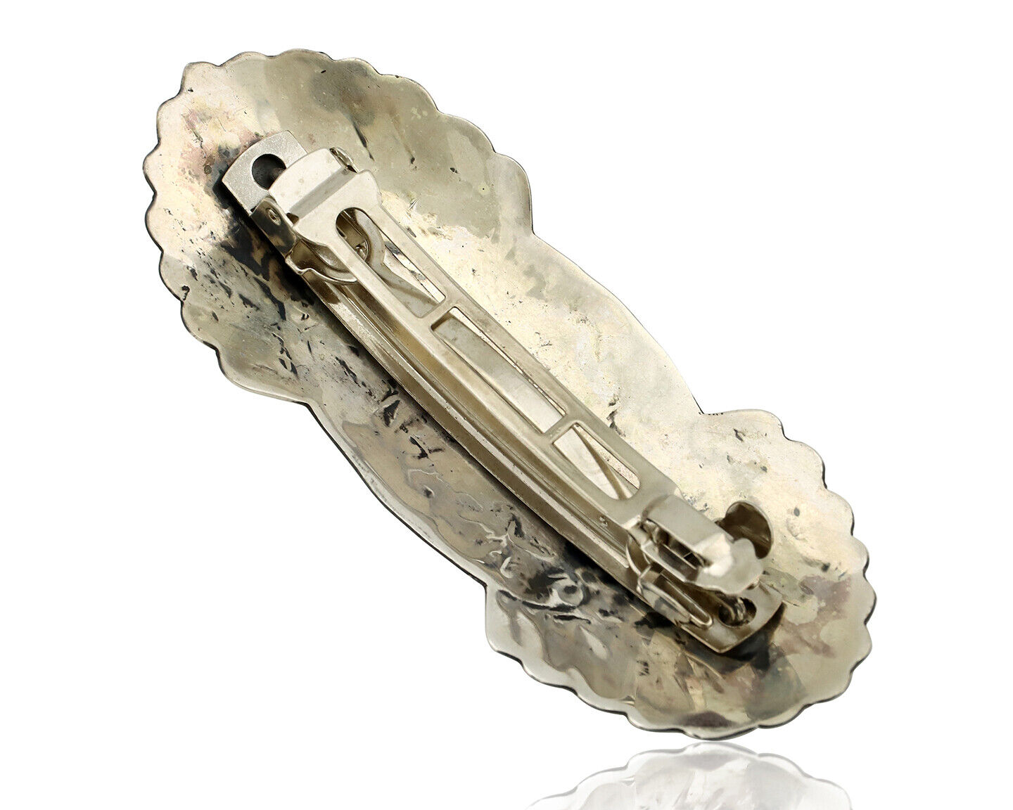 Navajo Hair Clip Barrette .925 Silver Hand Stamped Artist Signed C Montoya C80s