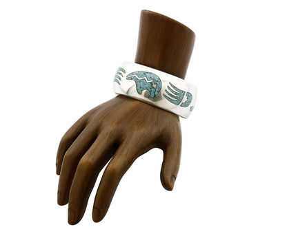 Women's Navajo Bracelet .925 Silver Sleeping Beauty Turquoise Inlaid JT C.80's