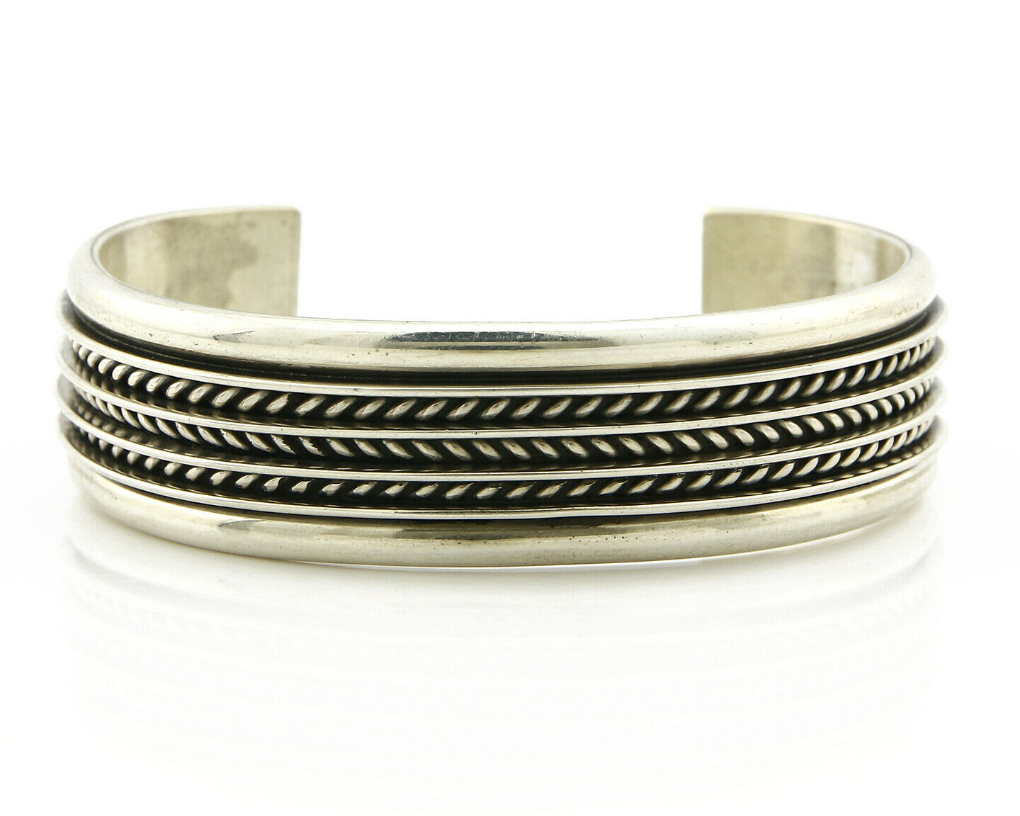 Navajo Bracelet .925 Silver SOLID Handmade Signed Artist Tom Hawk Circa 1980's