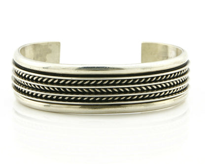 Navajo Bracelet .925 Silver SOLID Handmade Signed Artist Tom Hawk Circa 1980's