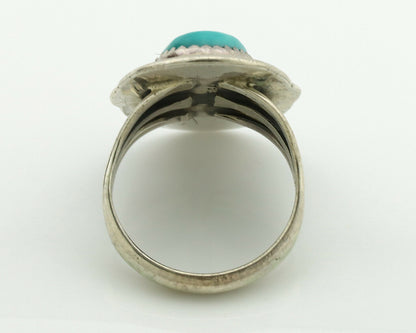 Navajo Ring .925 Silver Blue Turquoise Signed M Begay C.1980's