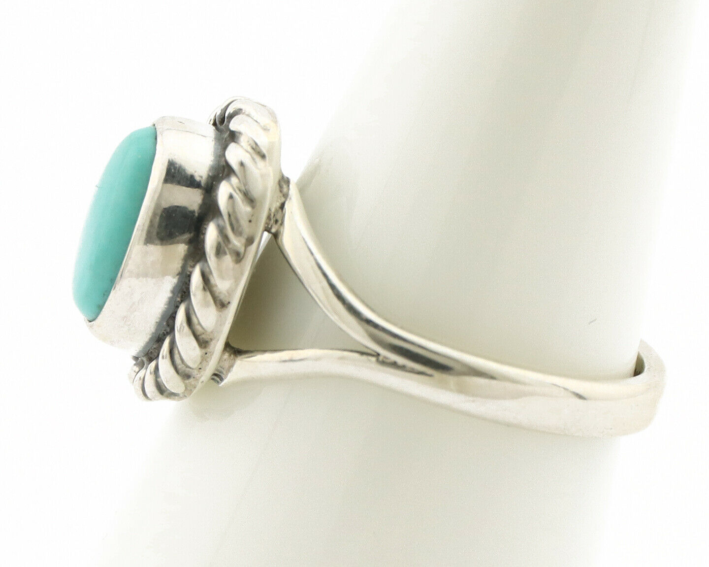 Navajo Ring .925 Silver Kingman Turquoise Artist Signed Gecko C.90's